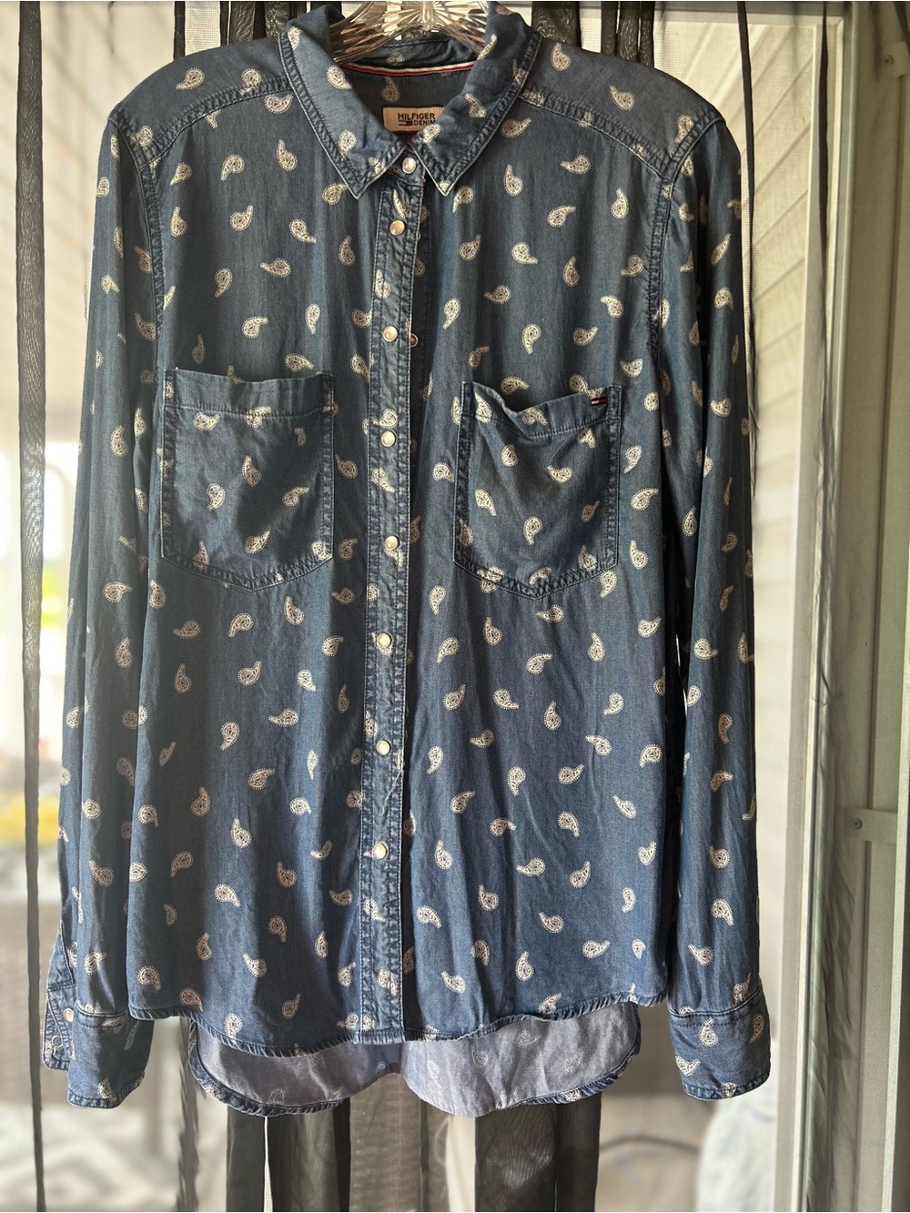 Vintage Paisley Denim pearl snap long sleeve Shirt by Hilfiger